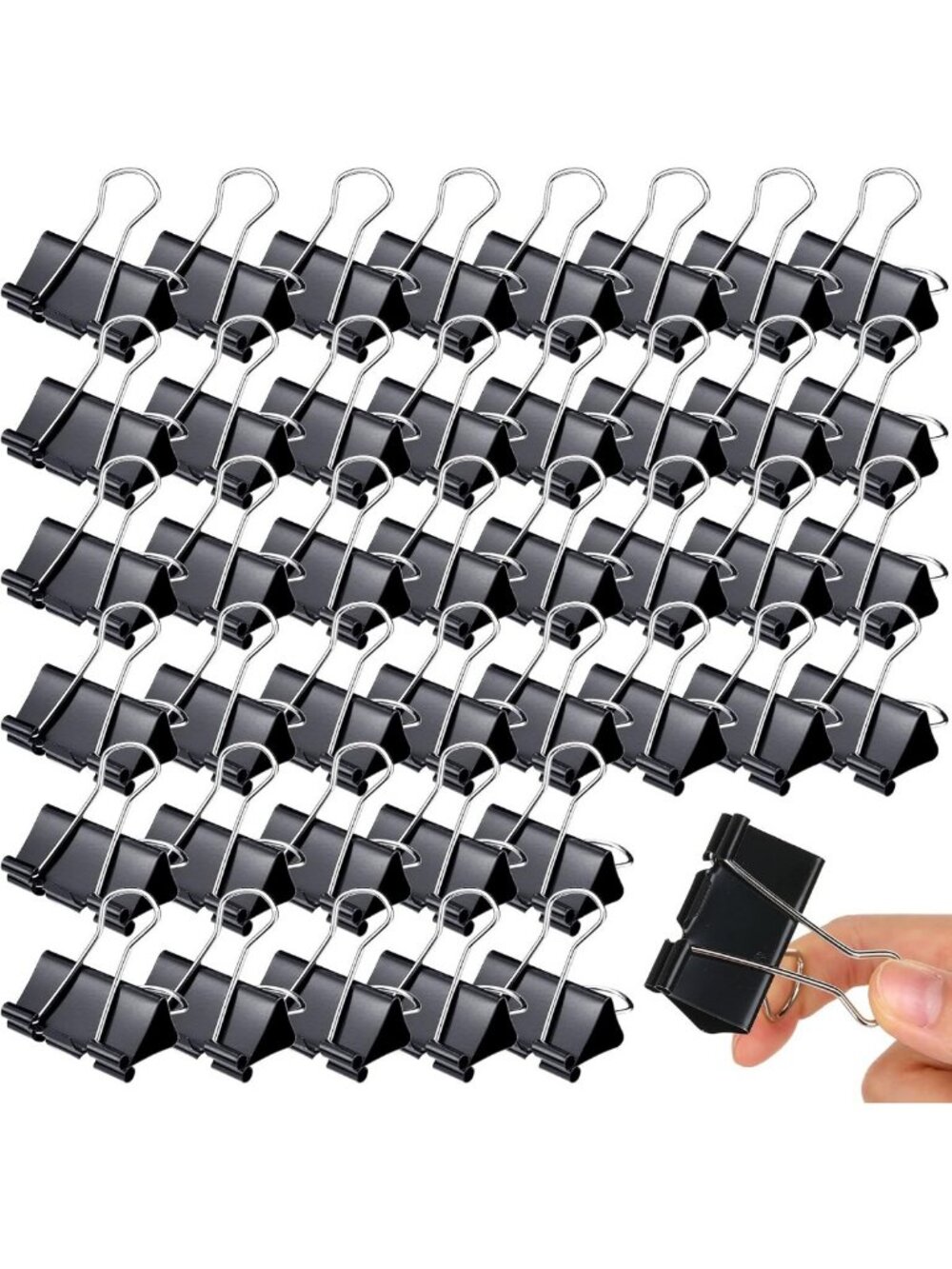 300 Pcs Black Binder Clips - 1.61 Inch Paper Clamps for Office & School Use